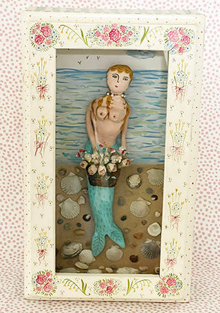 Original Artwork * Shadow Box * Buxom Mermaid Beauty