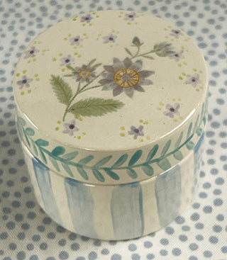 Pottery * Small Round Box * Blue and Sunny