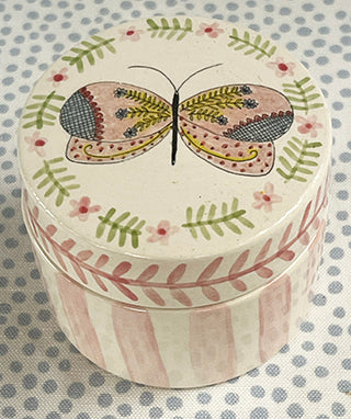 Pottery * Small Round Box * Fluttering
