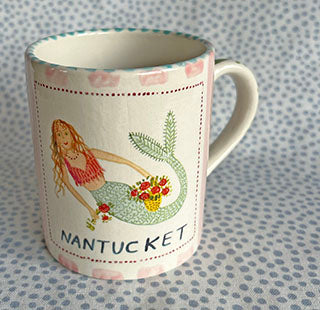 Nantucket * 12 oz Mug * Mermaid With Pink Stripes