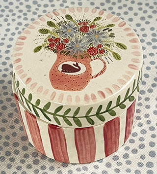 Pottery * Small Round Box * Pink Pitcher