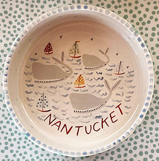 Nantucket * Small Pet Bowl * Blue and Turquoise
