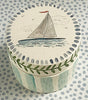 Pottery * Small Round Box * Sailboat