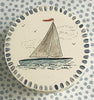 Pottery * Small Round Box * Sailboat