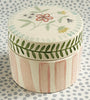Pottery * Small Round Box * Embroidered Meadow
