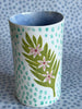 Pottery * Cylinder Vase * Sprig and Flowers
