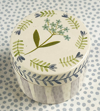Pottery * Small Round Box * Turquoise Sprig