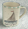 Nantucket * 12 oz Mug * Sailboat With Turquoise Stripes
