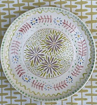 Pottery * 6.5-inch Round Dish * Lavender Daisy