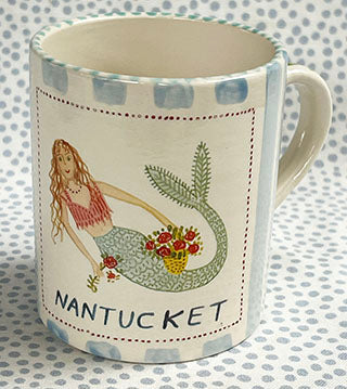 Nantucket * 12 oz Mug * Mermaid With Blue Stripes