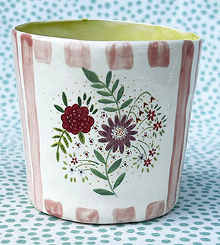 Pottery * Little Cup * Floral Pink
