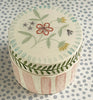 Pottery * Small Round Box * Embroidered Meadow