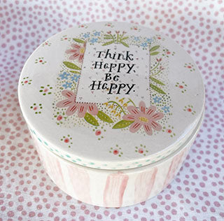 Boxes * Large 4 Inch Ceramic Box * Think Happy