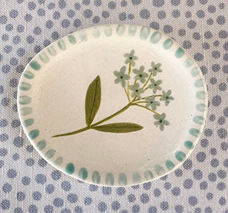Dishes * 3 x 2 Inch Medium * Turquoise Sprig
