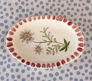 Dishes * 3 x 2 Inch Medium * Blue Feather leaves