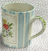 Pottery * 12 oz Mug * Rose Bunch With Turquoise Stripes