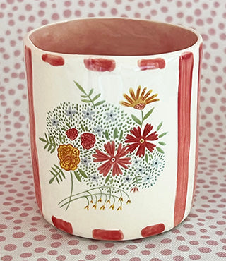 Pottery * Little Cup * Butterfly Bouquet Red