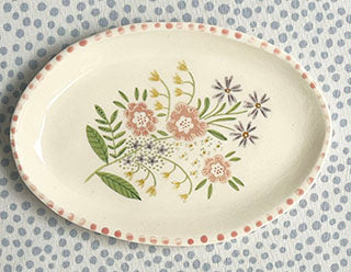 Dishes * 5 Inch Oval * Big Bouquet with Pink