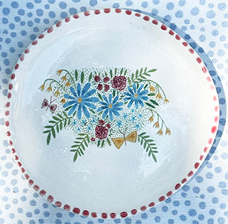 Dishes * 4 Inch Round * Blue Daisies