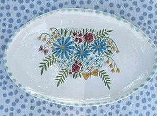 Dishes * 4 Inch Oval * Blue Daisies