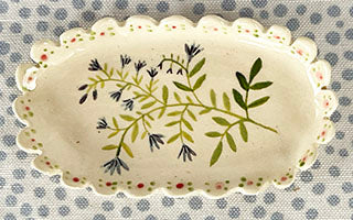 Dishes * 3 Inch Scalloped Dish * Blue Sprig