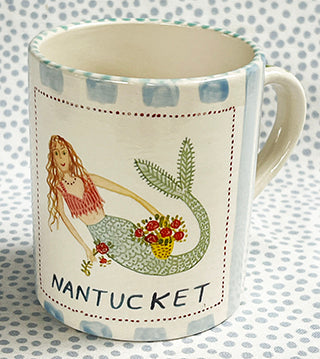 Nantucket * 12 oz Mug * Mermaid With Blue Stripes