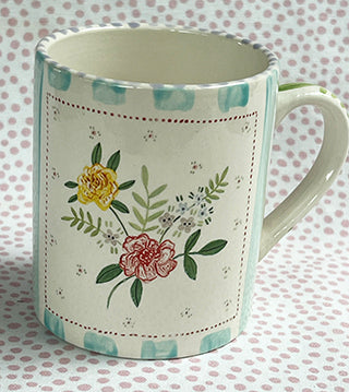 Pottery * 12 oz Mug * Rise and Shine! * Turquoise Stripes