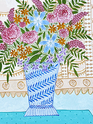 Original Artwork * 11 x 14 * Circus Flowers