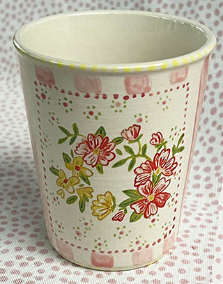 Pottery * 8 oz Cup * Circle Flowers