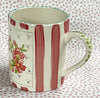 Pottery * 12 oz Mug * Circle Flowers With Red Stripes