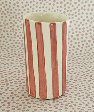 Pottery * Cylinder Vase * Red Stripe