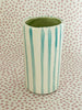 Pottery * Cylinder Vase * Turquoise Stripe