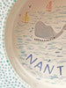 Nantucket * Medium Pet Bowl * Whale and Lighthouse In Blue