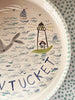 Nantucket * Medium Pet Bowl * Whale and Lighthouse In Blue