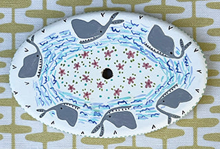 Lightship Basket Supplies * Flowers and Whales * 6 inch Cocktail Purse Top