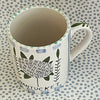 Pottery * 12 oz mug * Hydrangea With Blue Stripes