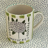 Pottery * 12 oz Mug * Hydrangea With Green Stripes