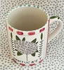 Pottery * 12 oz Mug * Hydrangea With Red Stripes