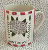 Pottery * 12 oz Mug * Hydrangea With Red Stripes