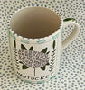 Pottery * 12 oz Mug * Hydrangea With Turquoise Stripes