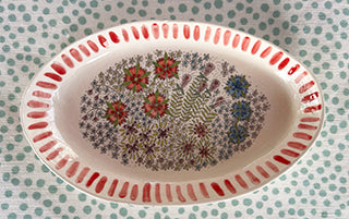 Dishes * 4 Inch Oval * Drawn To Flowers