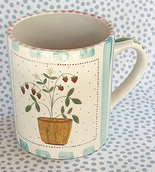 Pottery * 12 oz Mug * Strawberries and Lightship Basket