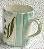 Pottery * 12 oz Mug * Bluebells With Turquoise Stripe