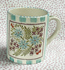 Pottery * 12 oz Mug * Buttons With Turquoise Stripes