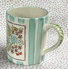 Pottery * 12 oz Mug * Buttons With Turquoise Stripes