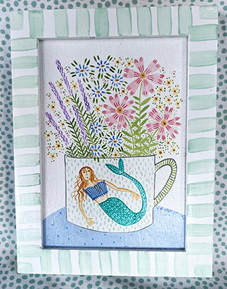 SALE! * Original Artwork * 4 x 6 * Mermaid Cup Flowers
