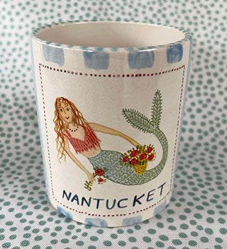 Nantucket * 12 oz Mug * Mermaid With Blue Stripes