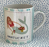 Nantucket * 12 oz Mug * Brunette Mermaid With Turquoise Stripes