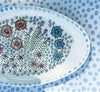 Dishes * 4 Inch Oval * Multi Flowers Blue Rim