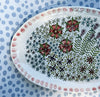 Dishes * 4 Inch Oval * Multi Flowers Pink Rim